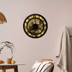 Retro Wooden LED Clock Lamp Flower Shape