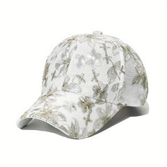 Y2K Flower Embroidery Baseball Cap Women Sunscreen Sports Hats