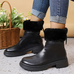 Women's Snow Boots with Plush Lining, Zip Back Soft Faux Leather