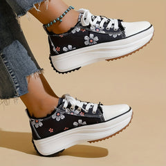 Women's Printed Platform Sneakers Slip On Outdoor Shoes Low Top Walking Shoes