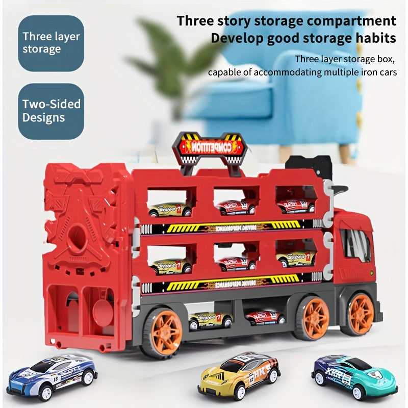 Deformation Ejection Track Car Alloy Storage Cargo Truck Toy for Kids
