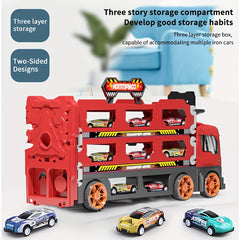 Deformation Ejection Track Car Alloy Storage Cargo Truck Toy for Kids