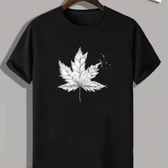 Mapel Leaf Print Men's Comfy T-shirt for Outdoor Summer