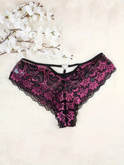 3 Pack Plus Size Sexy Panties Set Rhinestone Heart Ring Floral Lace Briefs
