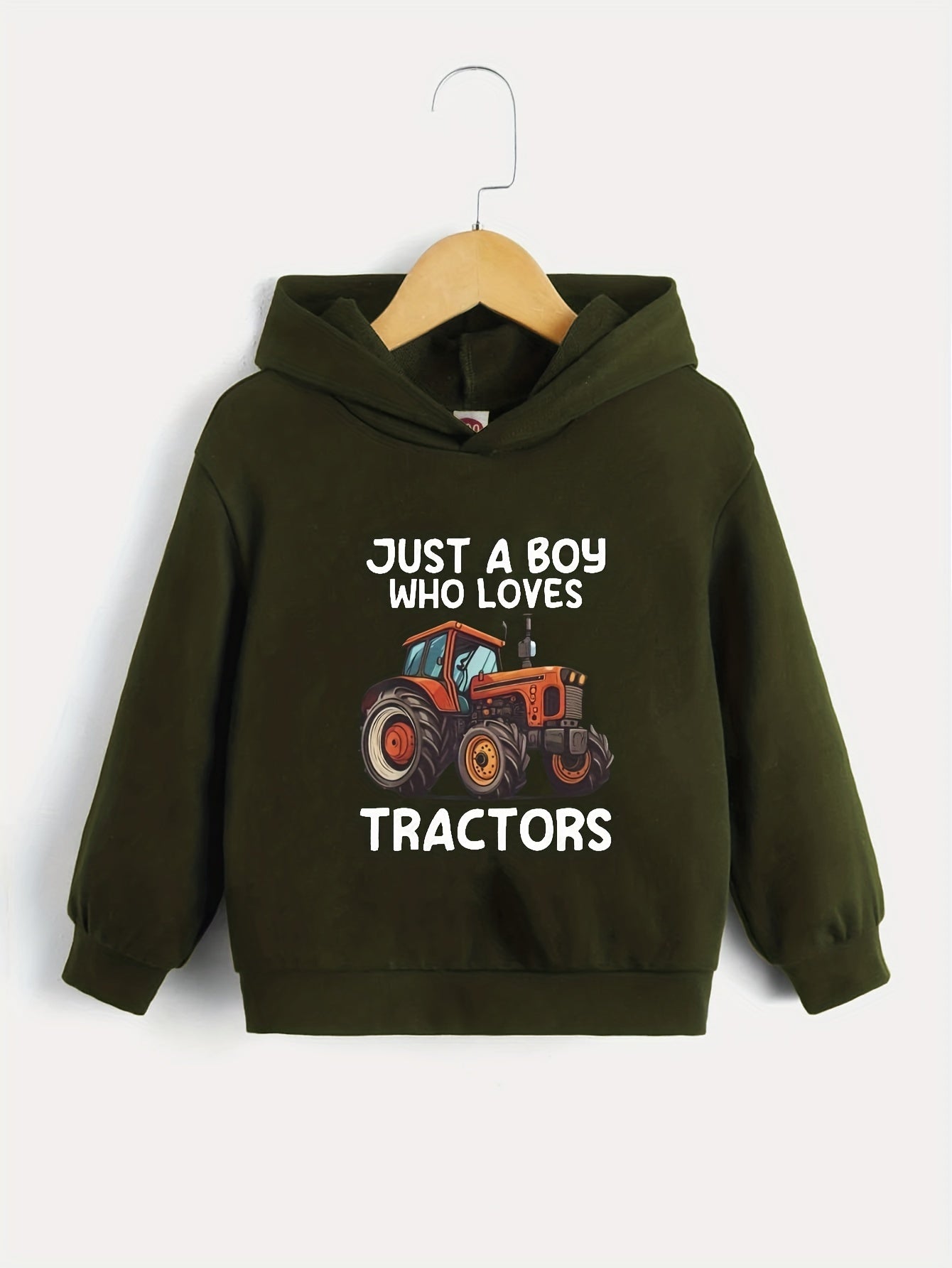 TRACTOR LOVER Print Boys Hooded Sweatshirt