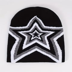 Y2K Candy Star Jacquard Beanie Cap Warm Knit Hat