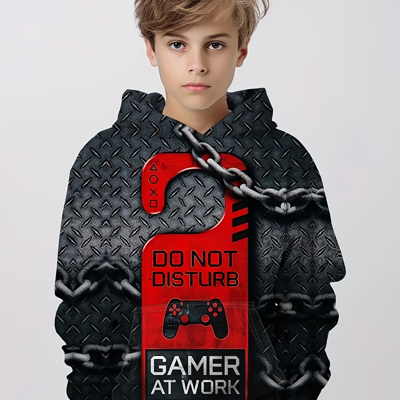 Gamepad & Chain 3D Print Boys Hoodie