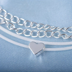 Heart & Double Chain Anklet for Men & Women