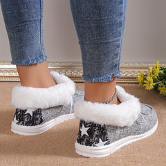 Women's Plush Lined Canvas Snow Boots