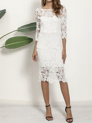 Floral Embroidered Half Sleeve Plus Size Bridesmaid Dress
