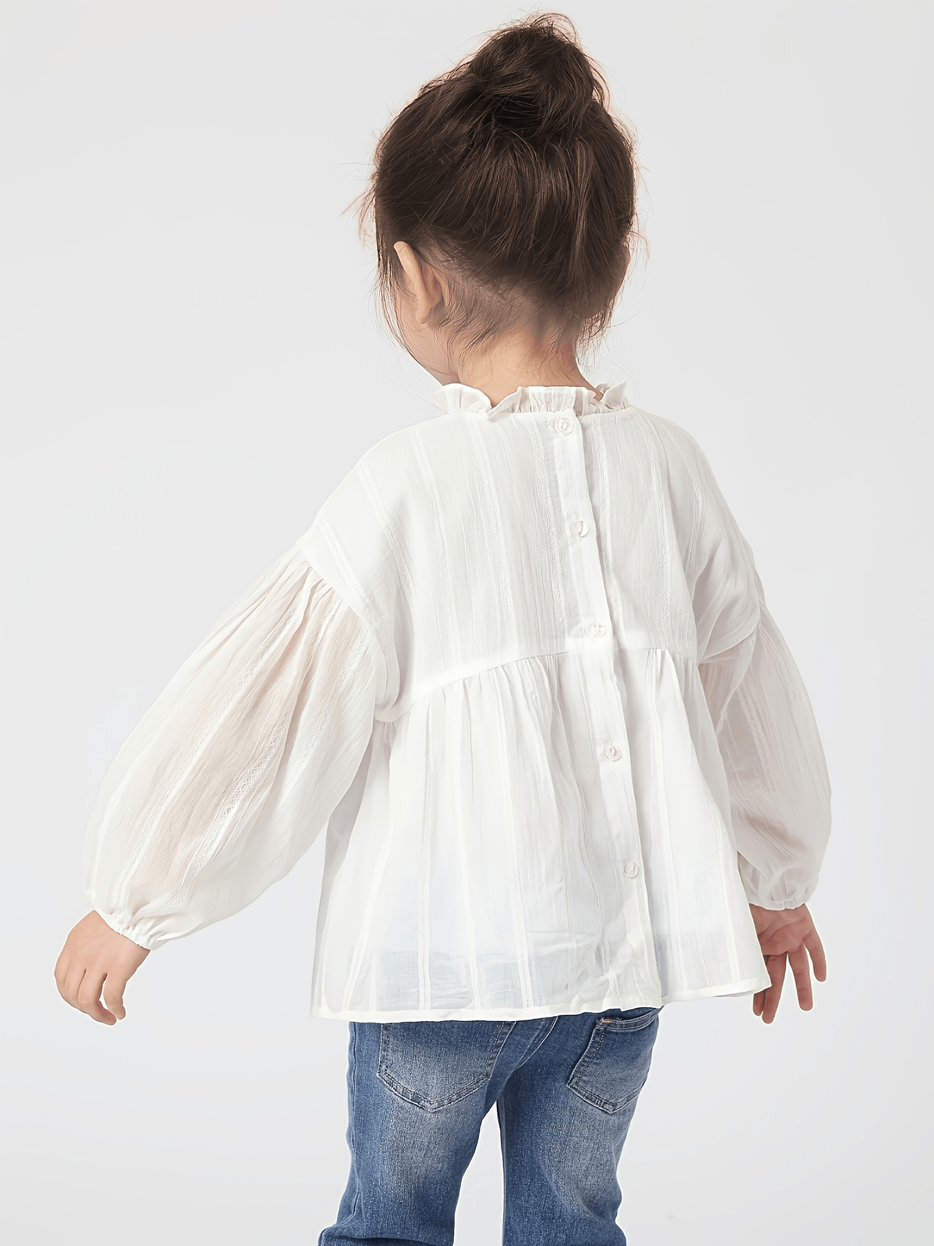 MARC&JANIE Girls Cotton Peplum Blouse Ruffle Collar Shirt