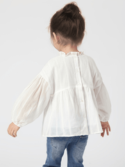 MARC&JANIE Girls Cotton Peplum Blouse Ruffle Collar Shirt