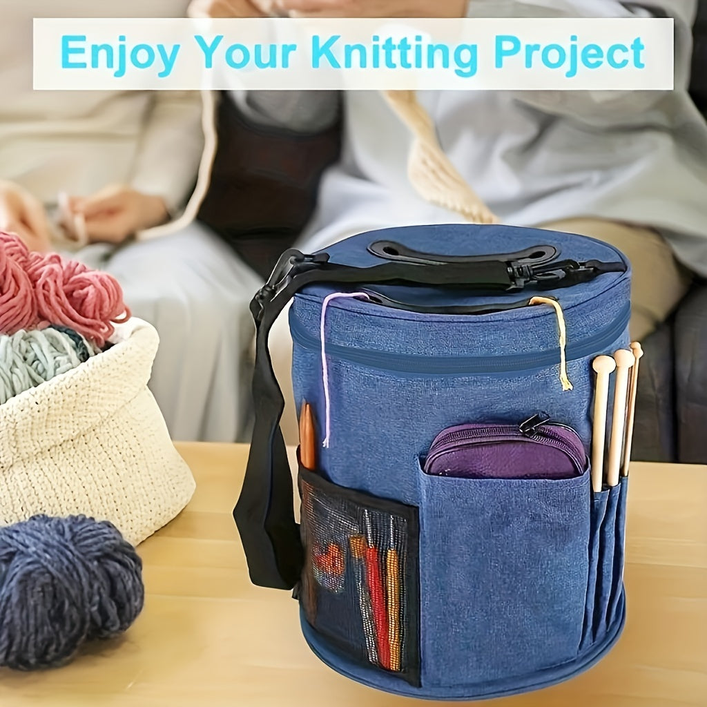 Round Crochet Tool Storage Bag Knitting Wool Sweater Glove Scarf