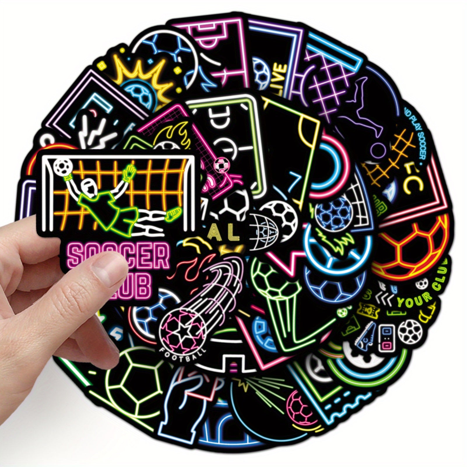 50pcs Neon Football Stickers for DIY Luggage Sports Decor