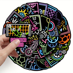 50pcs Neon Football Stickers for DIY Luggage Sports Decor