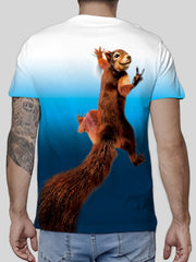 Squirrel Print Men's Tee for Summer