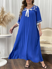 Floral Embroidered Half Sleeve Maxi Dress Ethnic Long Dress