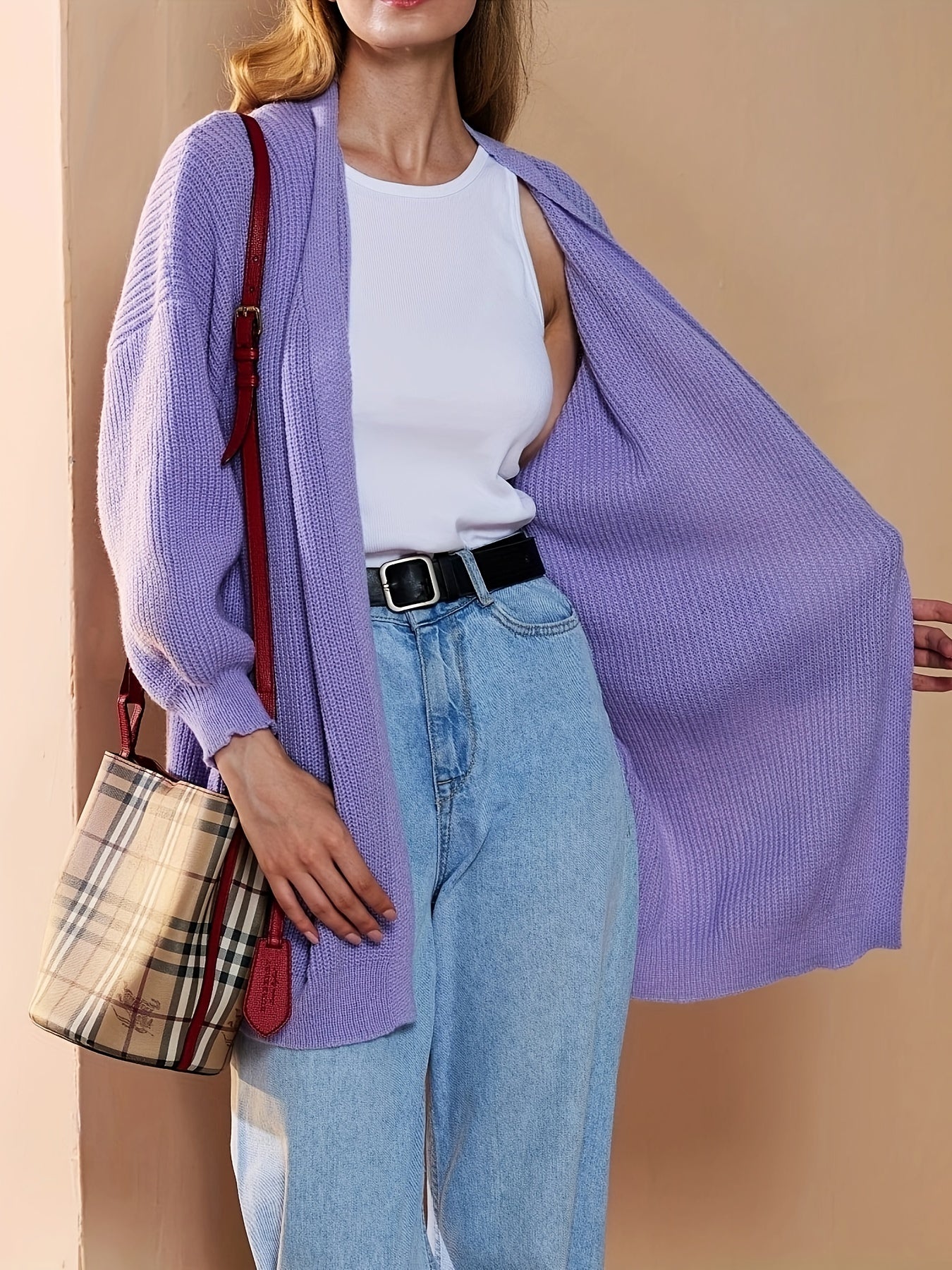 Casual Sweater Women's Plus Knit Cardigan