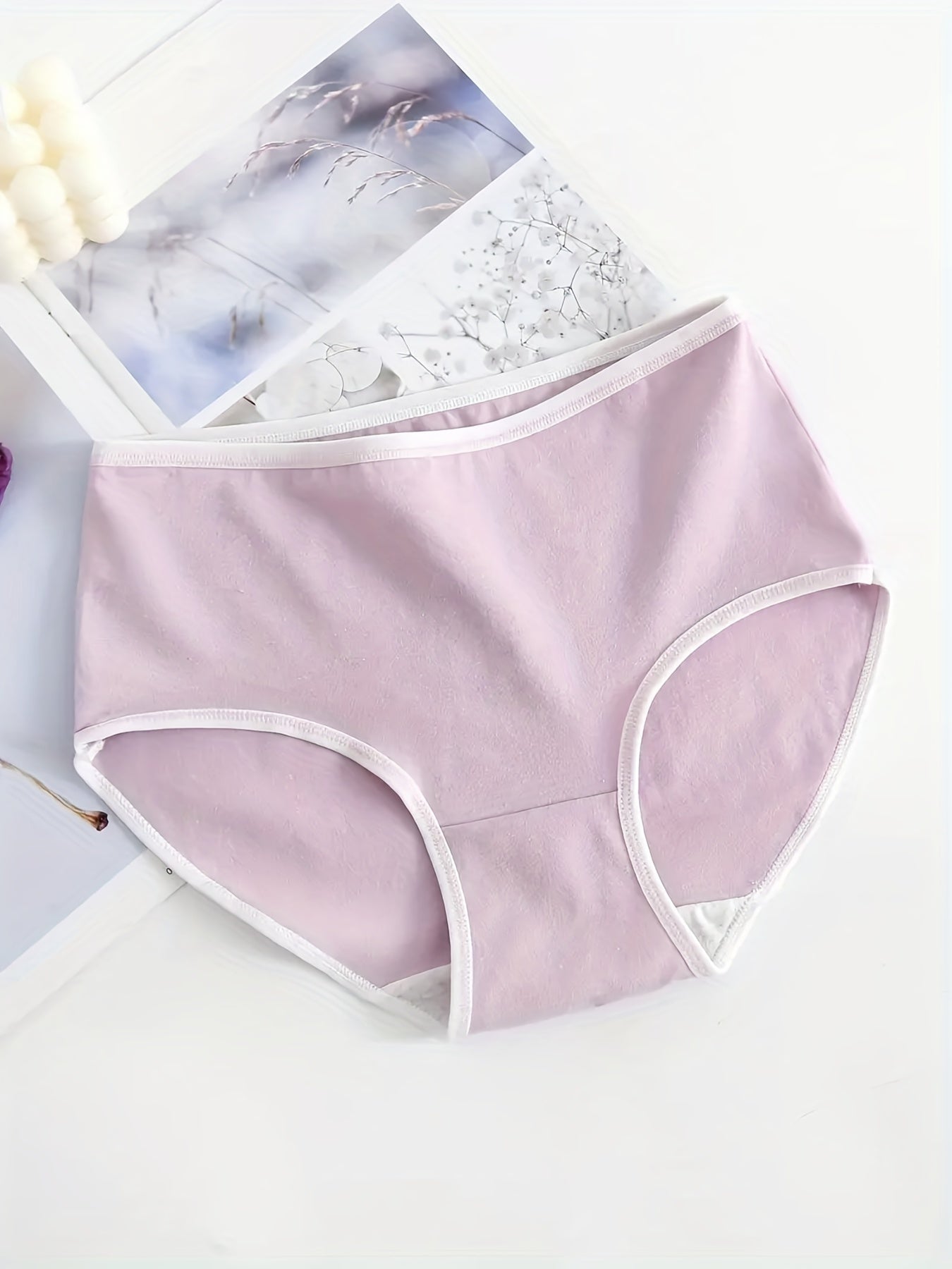 5pcs Solid Briefs Stretchy Intimates Panties Women's Lingerie