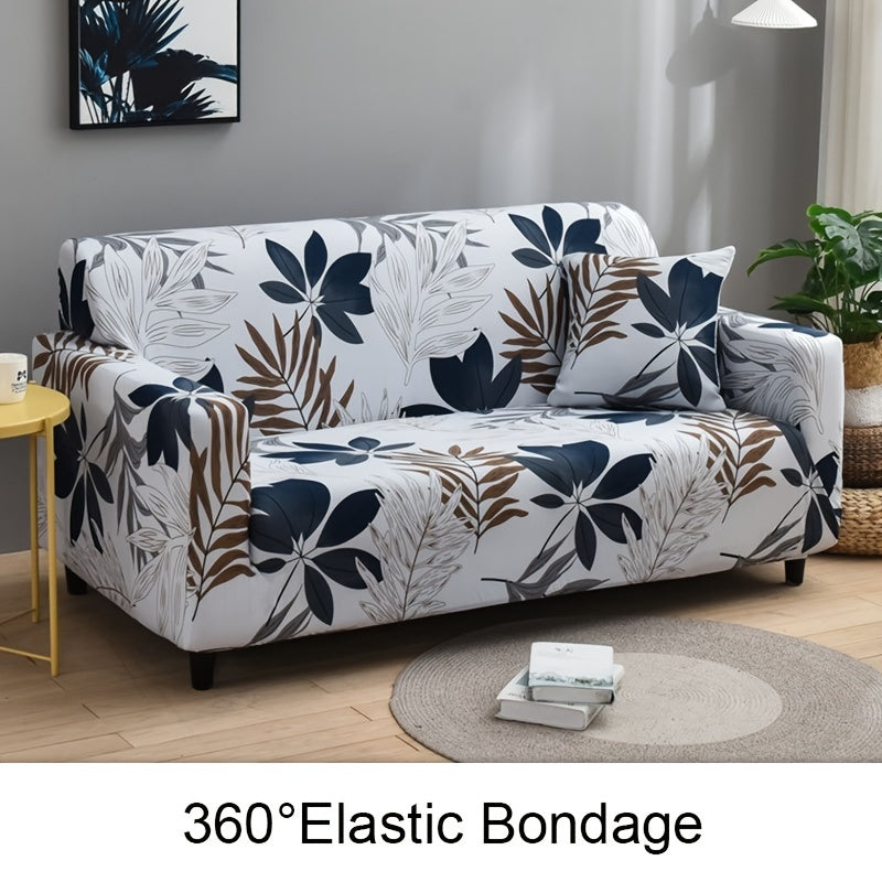 Leaf Printed Sofa Slipcover Anti Dirty Spandex Furniture Protector