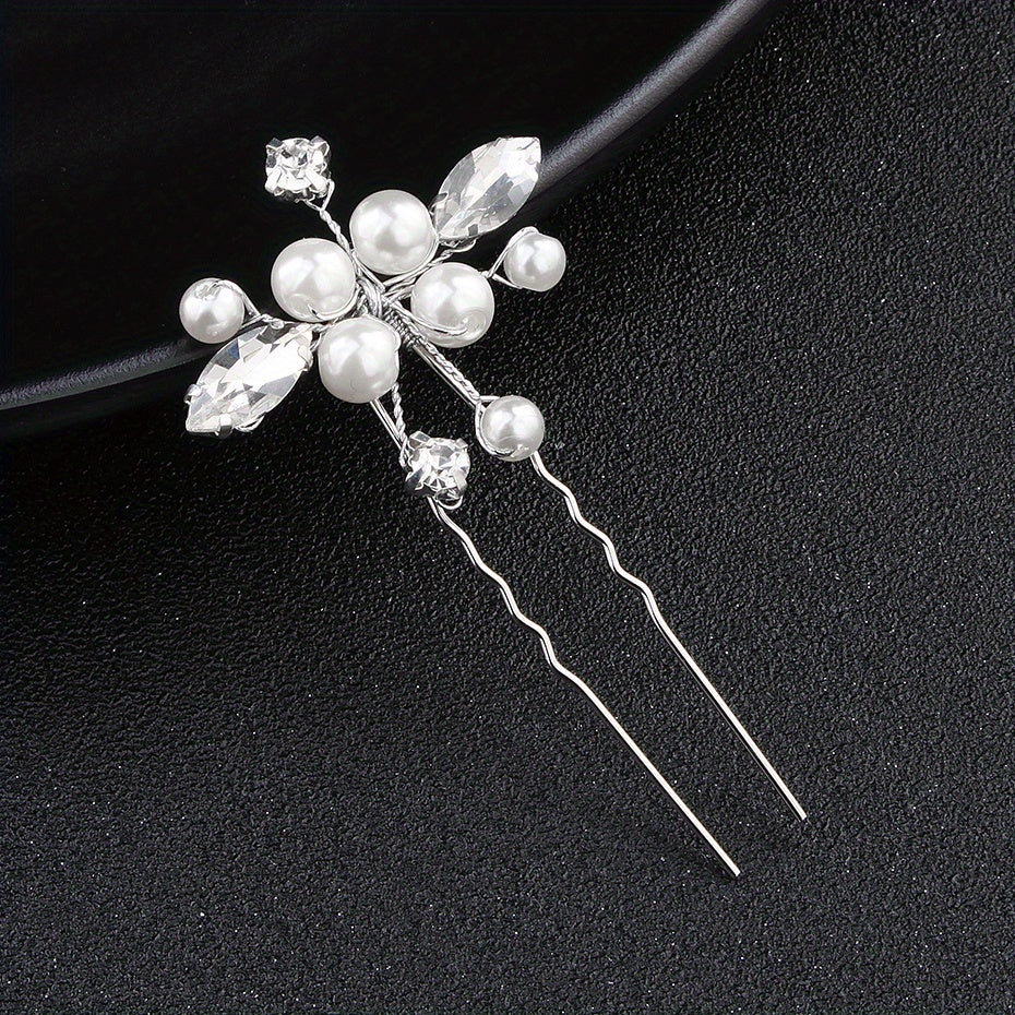 Faux Pearl & Rhinestone Hair Pin Wedding Accessory