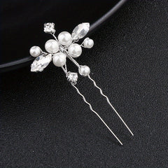 Faux Pearl & Rhinestone Hair Pin Wedding Accessory