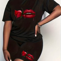 Lip & Rose Print 2 Piece Set