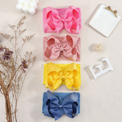 9pcs Baby Girl Nylon Headbands Elastic Stretchy Bow Hairbands