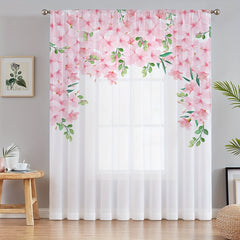 Chic Pink Flower Sheer Curtain: Refresh Your Space