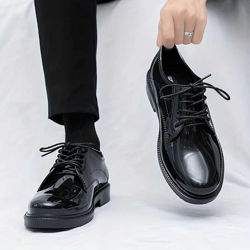 Men's PVC Round Toe Leather Shoes For Wedding Party Office
