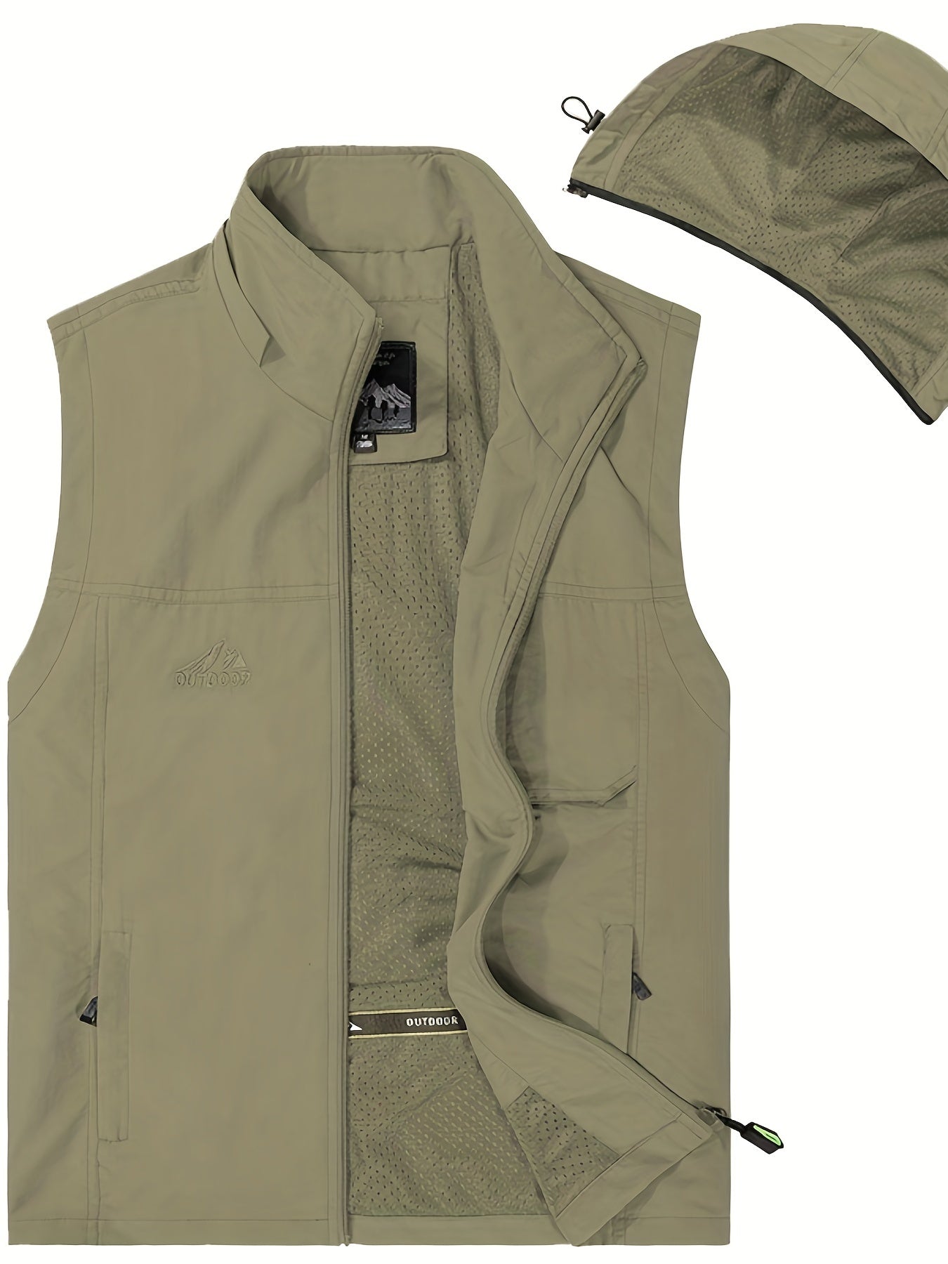 Men's Zipper Pockets Cargo Vest with Hood