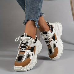 Women's Mesh Chunky Sneakers Lace Up Platform Shoes