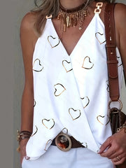 Colorful Print Chain V Neck Tank Top for Summer