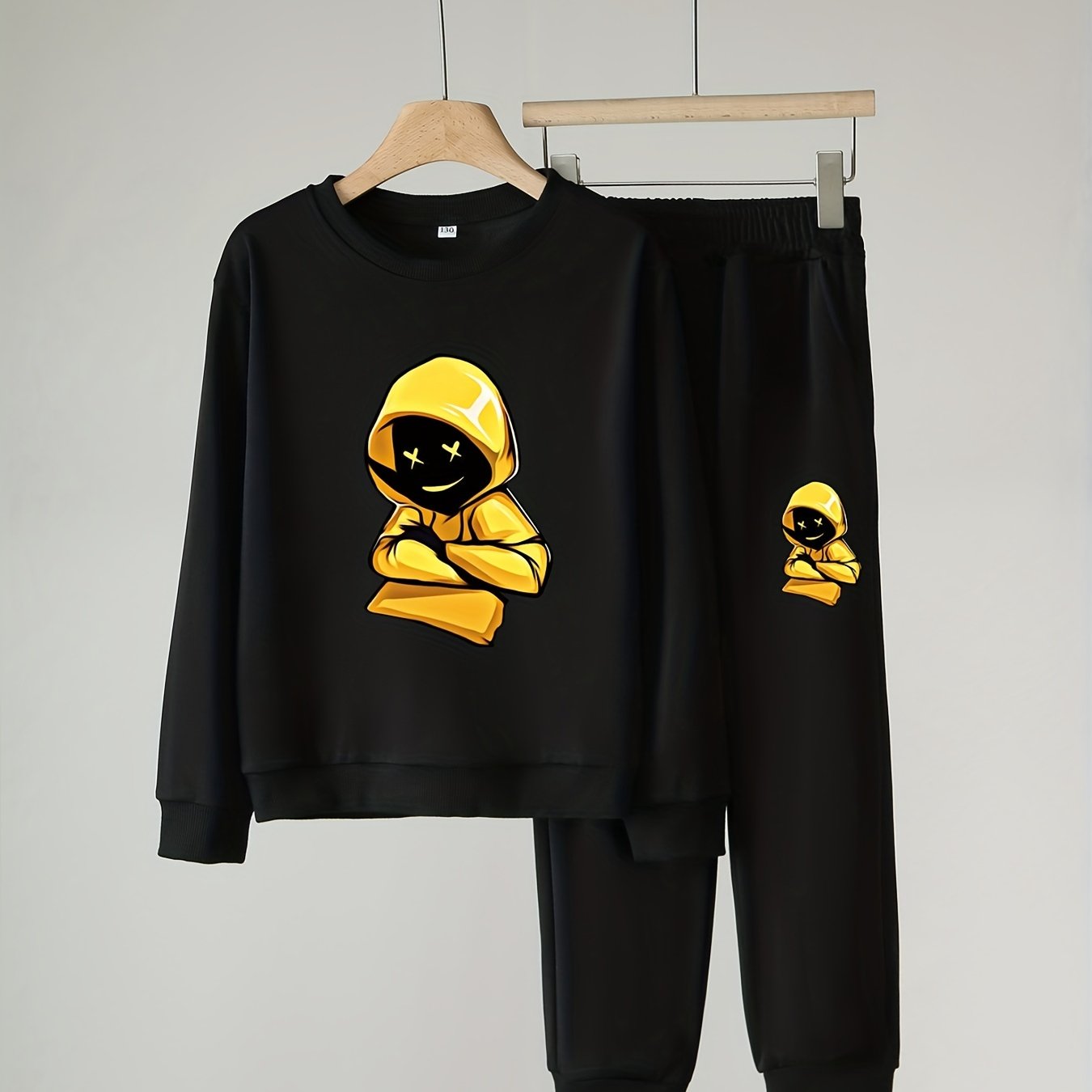 Boy's 2pcs Cartoon Yellow Hoodie & Sweatpants Set