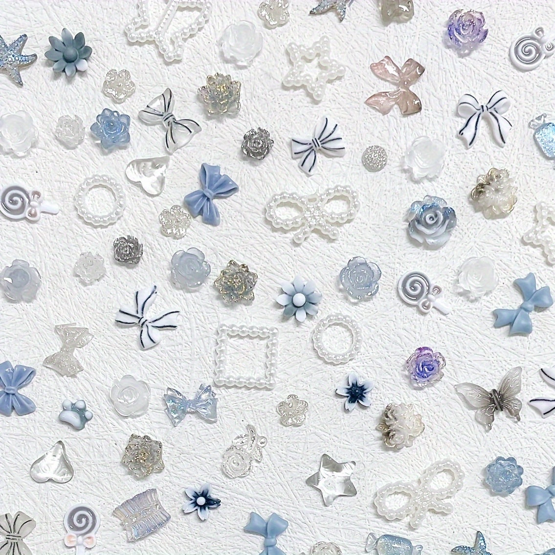 30pcs Gray Mix Fairy Glitter Sequins & Flower Pearl Bow for Resin Fillers