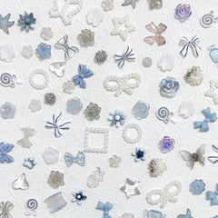 30pcs Gray Mix Fairy Glitter Sequins & Flower Pearl Bow for Resin Fillers