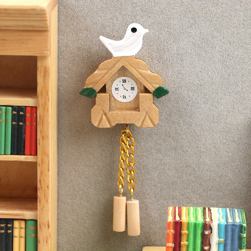 1:12 Scale Dollhouse Set Mini Playhouse Toy with Bird Wall Clock