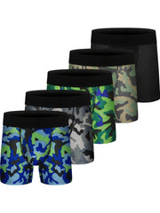 5pcs Boys Camo Boxer Briefs Soft Cotton Underwear Breathable Sport