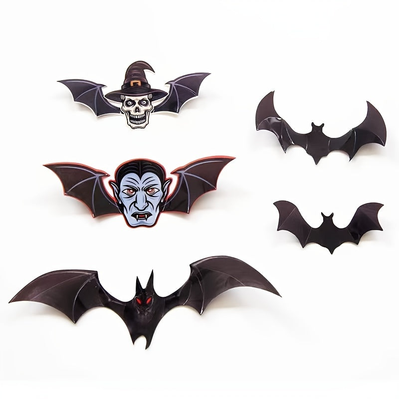 12pcs Halloween Bat Stickers 3D Horror Window Decoration Set