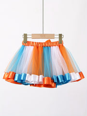Girls Rainbow Tulle Tutu Skirt for Ballet Dance Performance