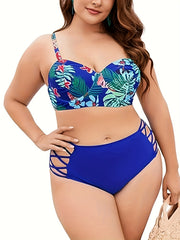 Tropical Print Push Up Bikini Set