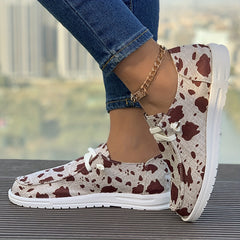 Women's Cow Spot Skate Shoes Lightweight Lace-up