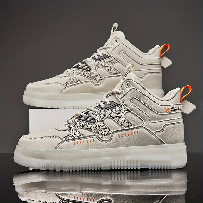 Men's Cloud Print Lace-up Sneakers for Outdoor Comfort