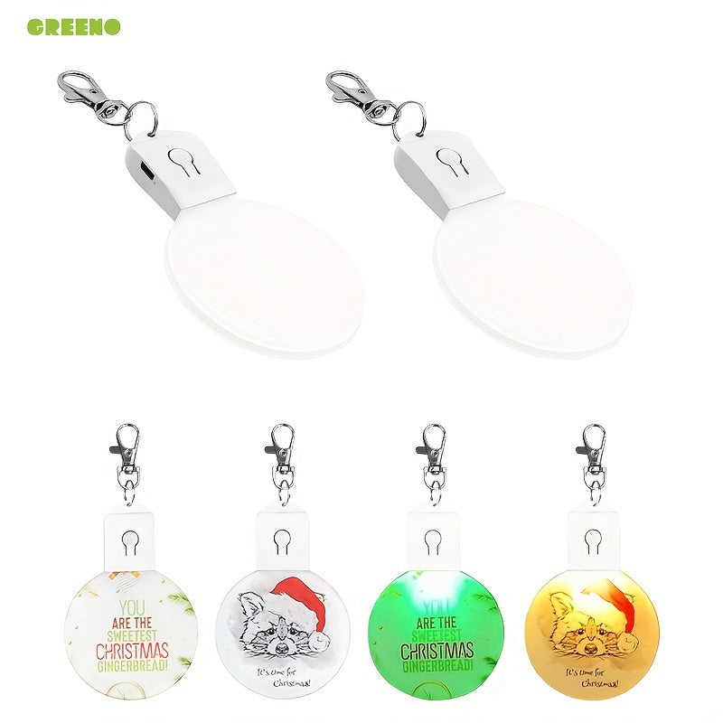 10pcs Acrylic Colorful LED Light Keychain Pendant