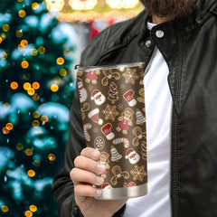 Christmas Printed Stainless Steel Tumbler 590ml with Straw