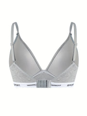Letter Print Push Up Bra Comfy & Breathable Intimates Bra