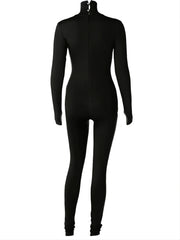 Skinny Turtle Neck Jumpsuit Long Sleeve Stretchy Jumpsuit for Women