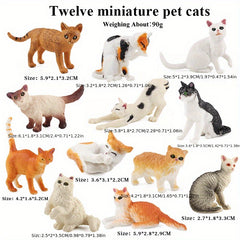 Realistic Grey & Orange Cat Figurine Set - Educational Gift For Kids