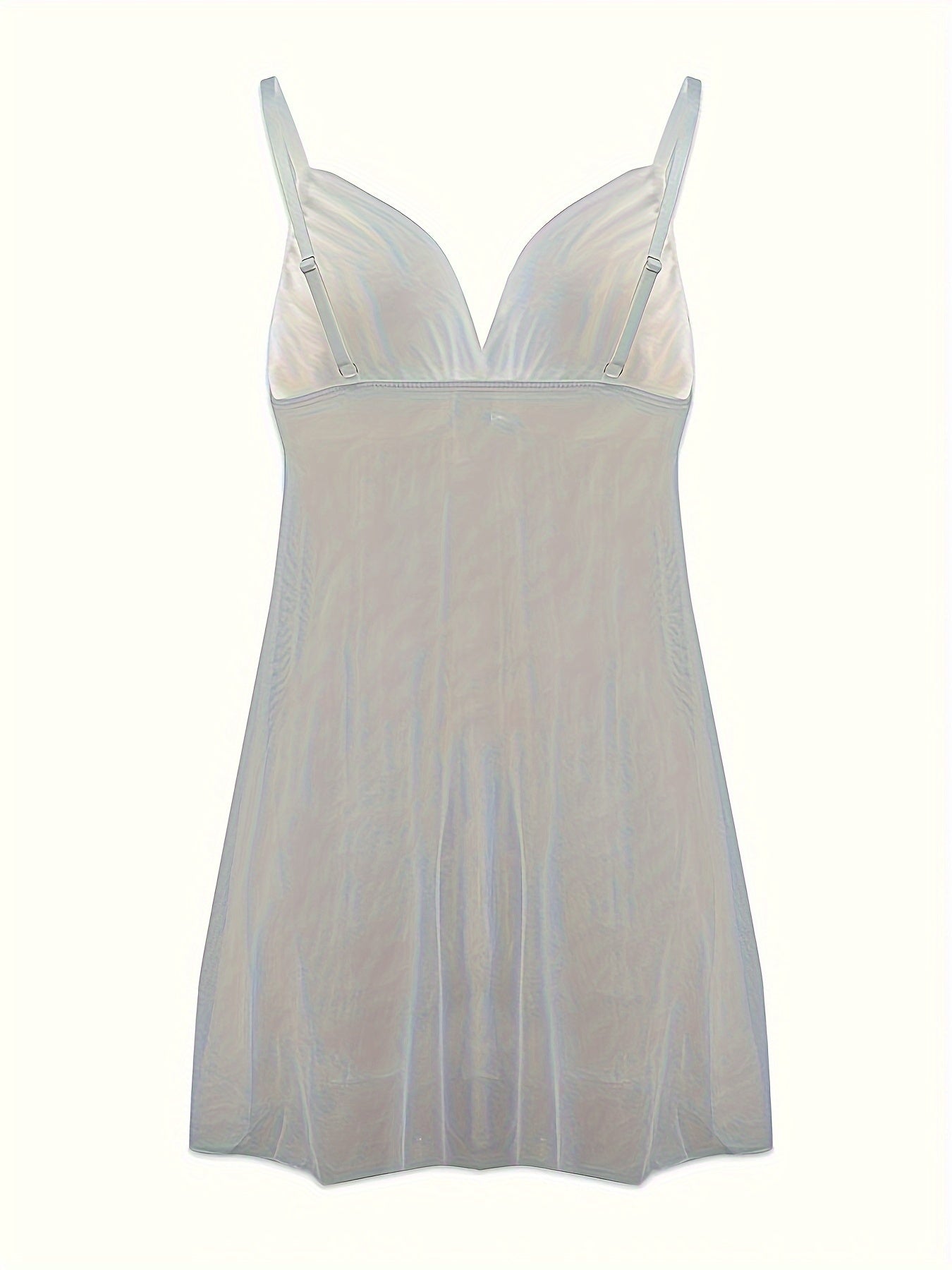 Sultry Mesh Slip Nightdress V Neck Backless Sleep Dress Women's Sleepwear