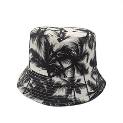 Canvas Bucket Hat Summer Coconut Tree Double-sided Basin Hat
